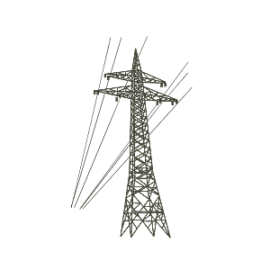 手绘黑色电线杆电缆高压电线塔电子设备装饰