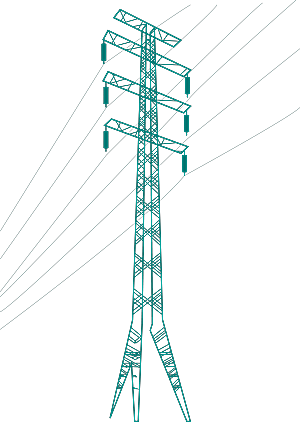 手绘黑色电线杆电缆高压电线塔电子设备素材