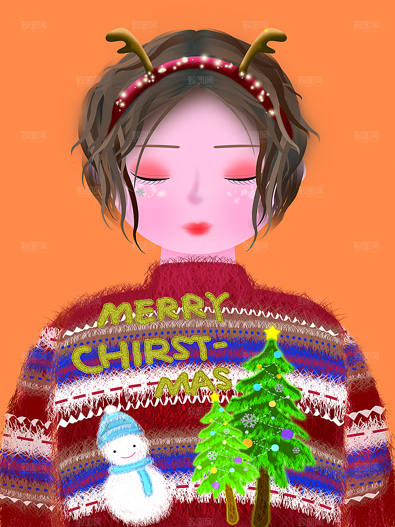 圣诞节节日简约大气插画