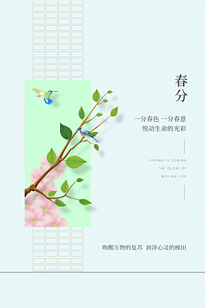 春分节气简约大气海报