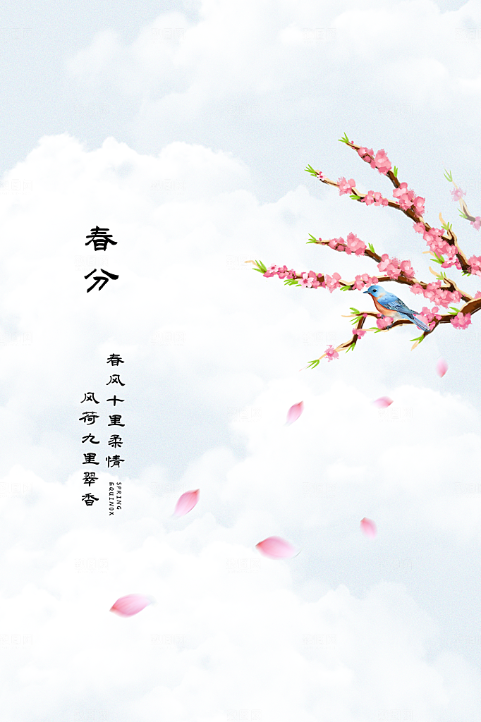 春分节气简约大气海报