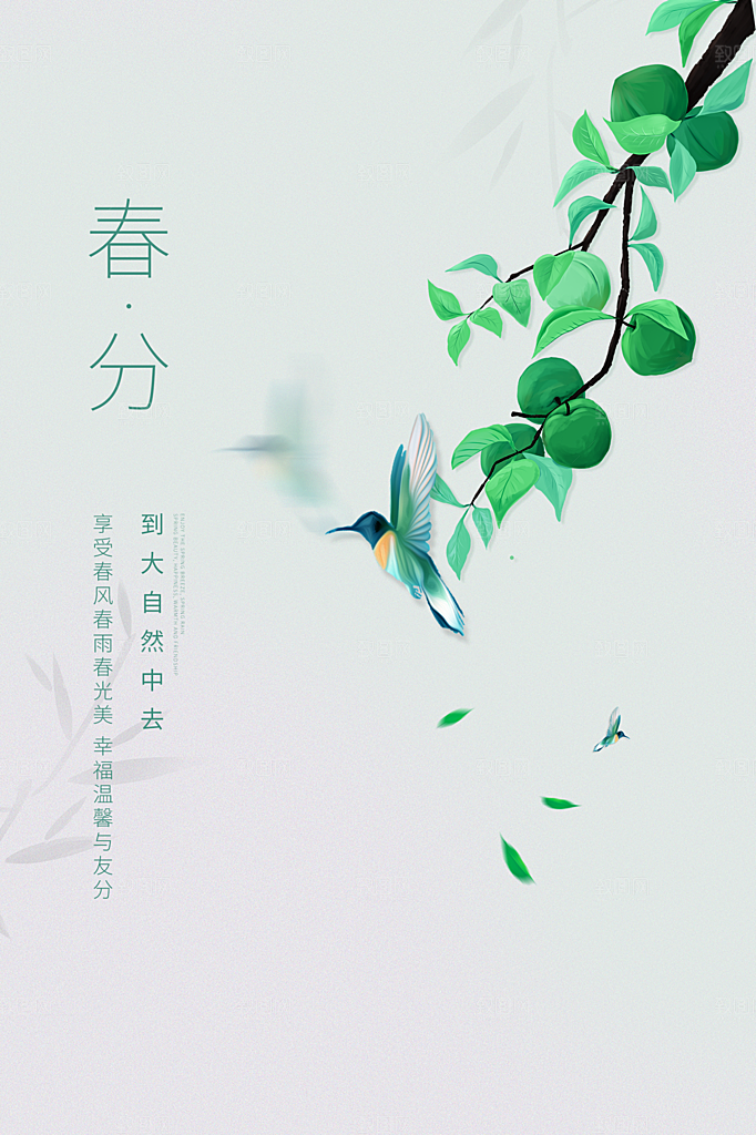 春分节气简约大气海报