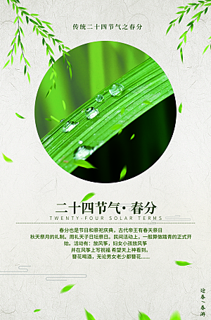 春分节气简约大气海报