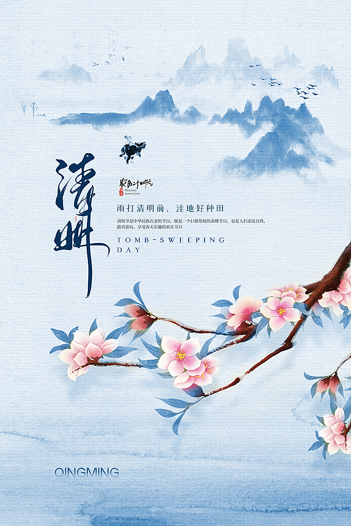 简约传统节日清明节宣传海报