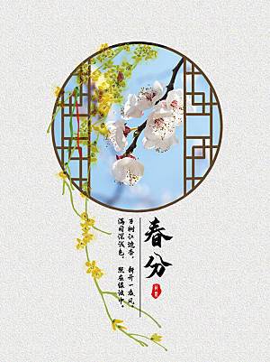 春分节气简约大气海报