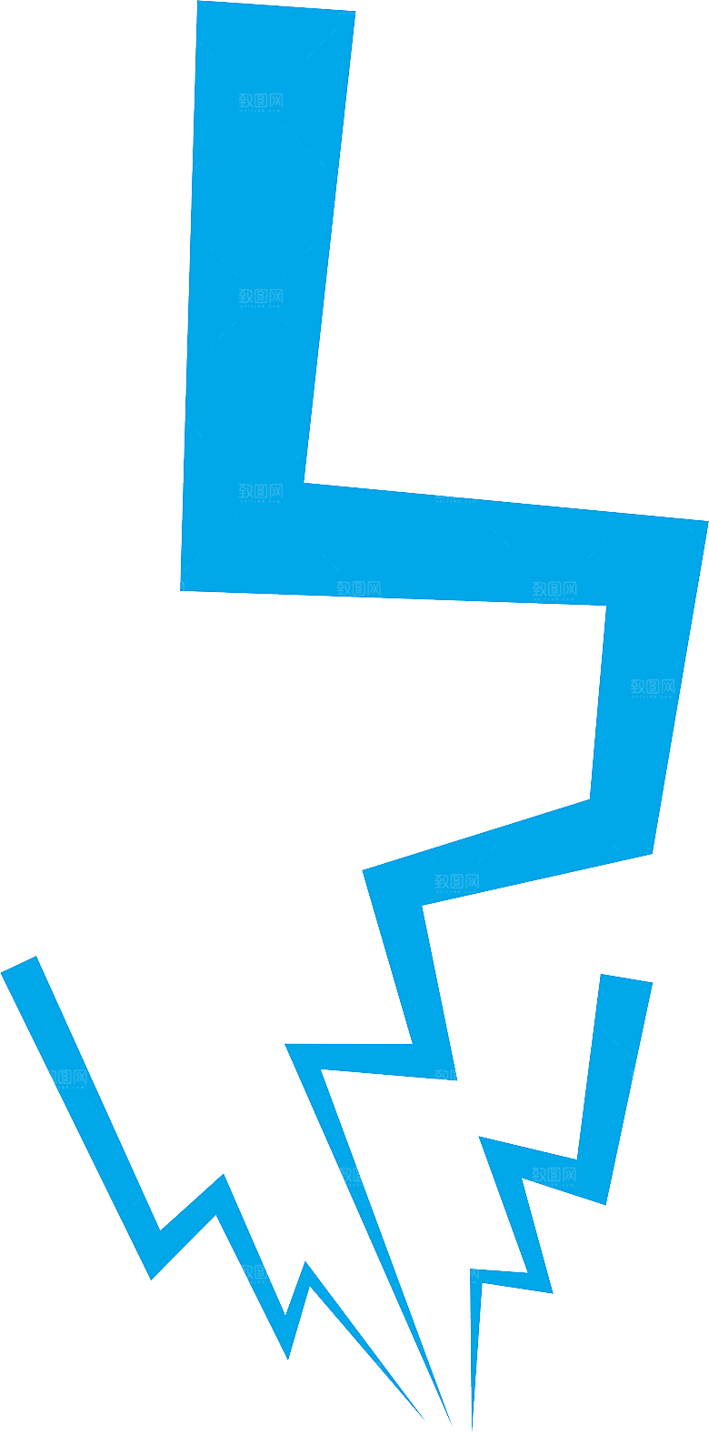 卡通漫画黄色闪电图标简约立体闪电贴图素材