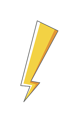 卡通漫画黄色闪电图标简约立体闪电贴图