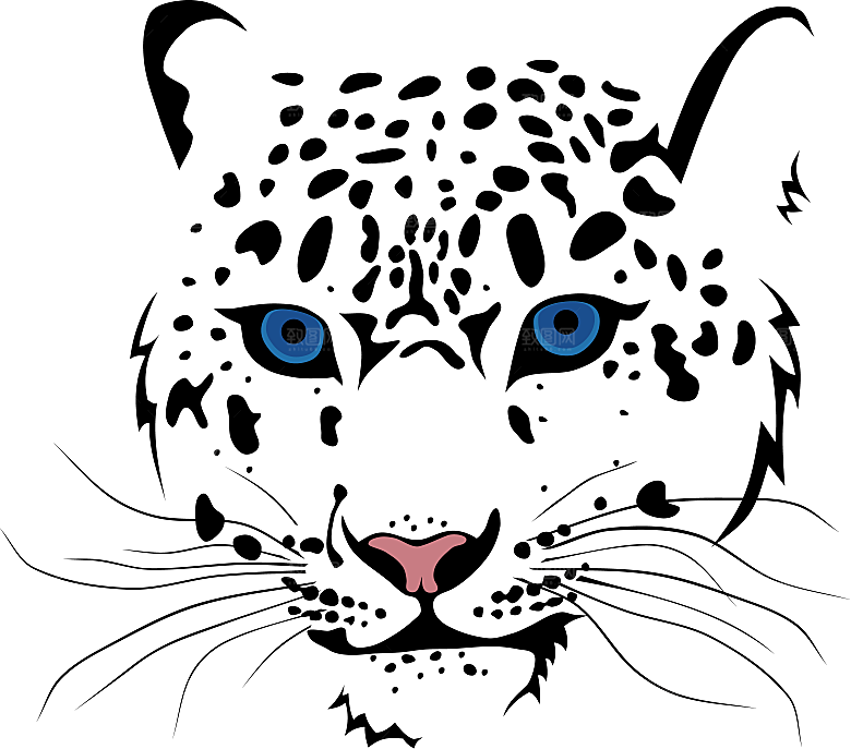 卡通水墨工笔画白描虎头老虎猛虎动物