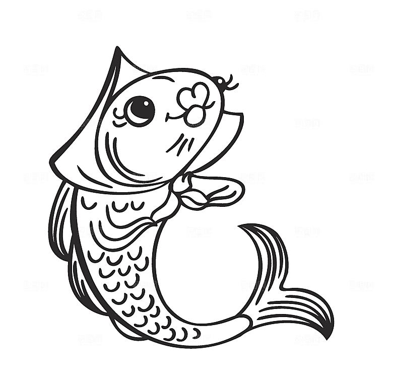 卡通手绘鲤鱼素材
