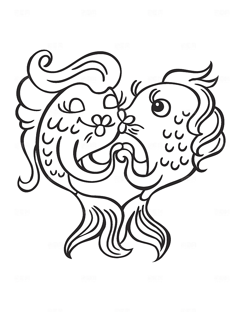 卡通手绘鲤鱼素材