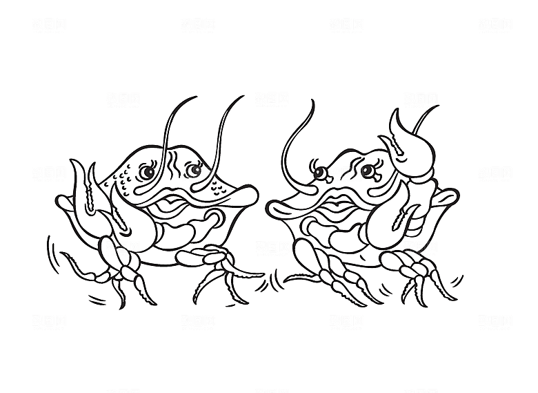 卡通手绘大龙虾素材