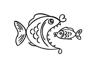 卡通手绘小鱼金鱼素材