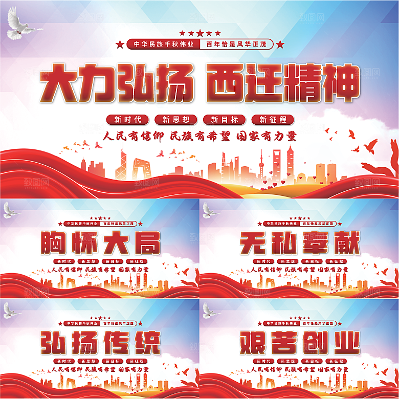 西迁精神党建展板系列