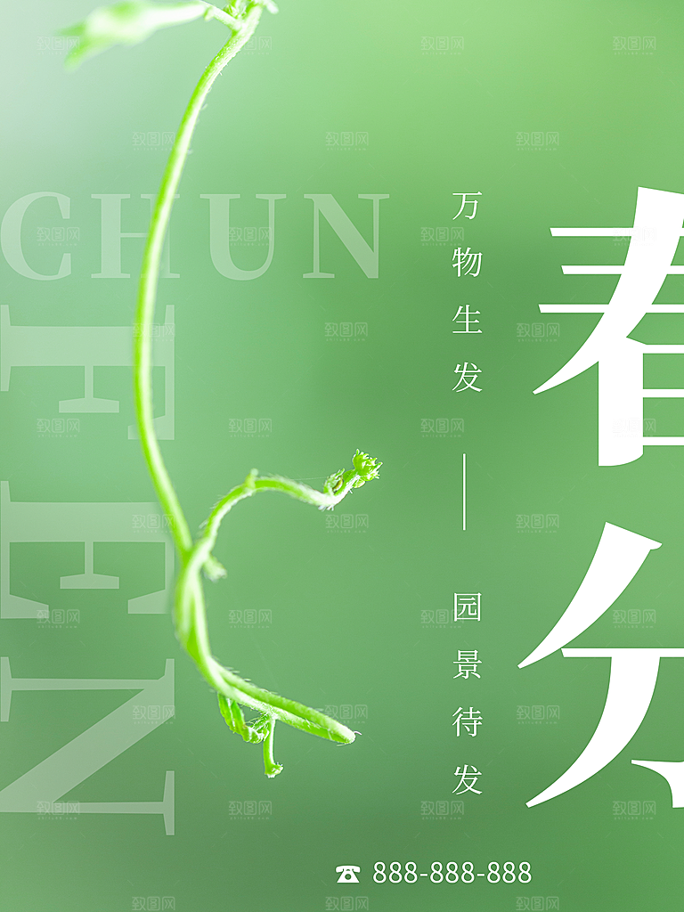 春分节气简约大气海报