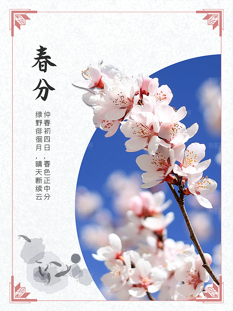 春分节气简约大气海报