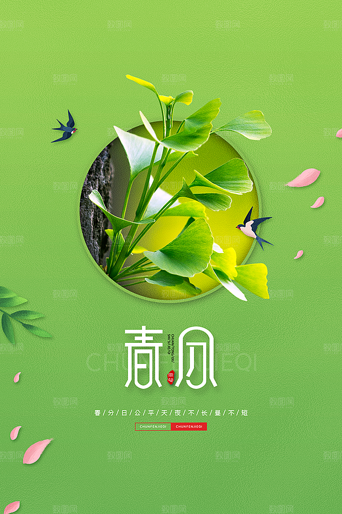 春分节气简约大气海报