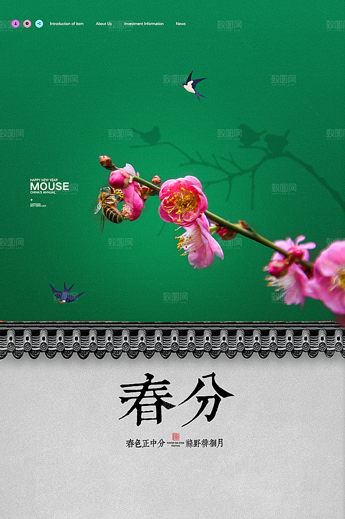 春分节气简约大气海报