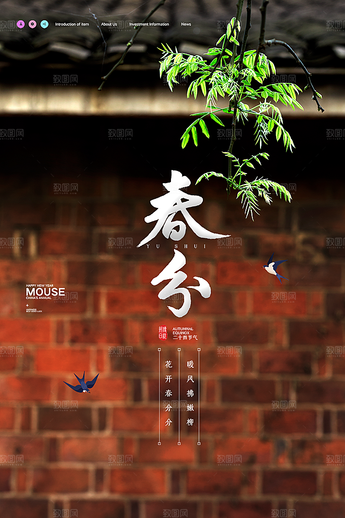 春分节气简约大气海报