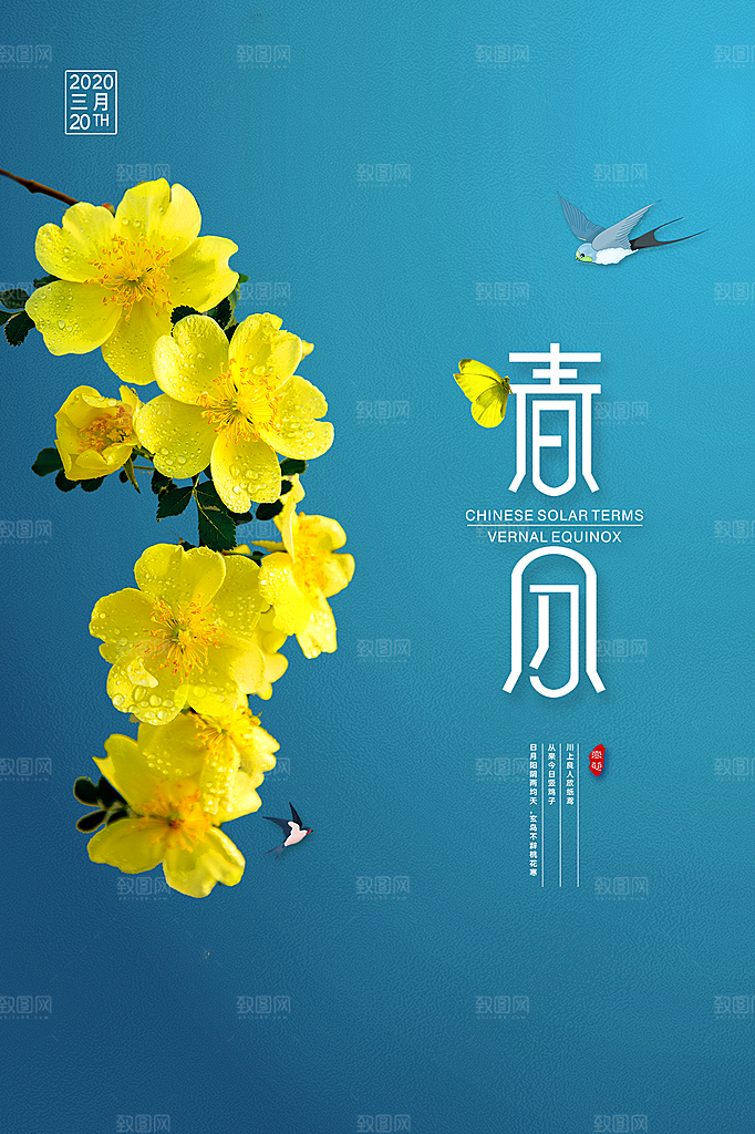 春分节气简约大气海报