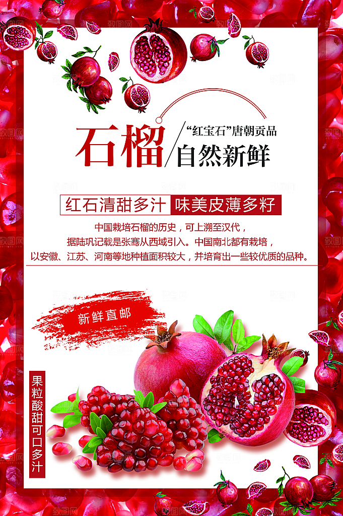 新鲜水果石榴海报