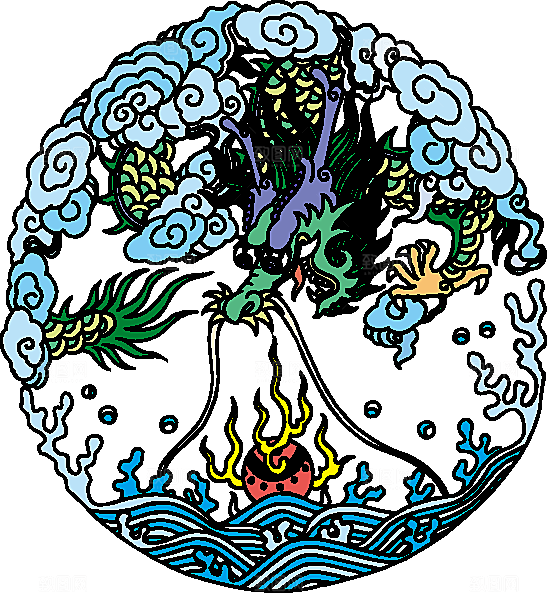 矢量卡通龙纹插画素材