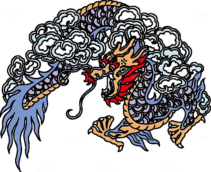 矢量卡通龙纹插画素材