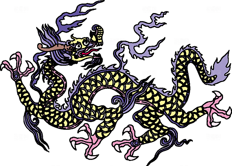 矢量卡通龙纹插画素材