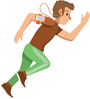 卡通人物奔跑冲刺跑步健身锻炼活动上班