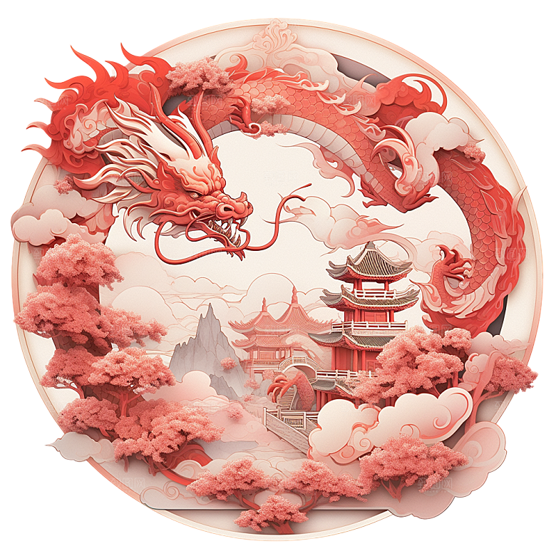 2024龙年神龙图腾龙形象3D立体
