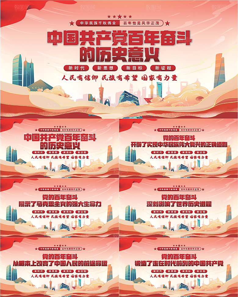 百年奋斗历史意义展板系列