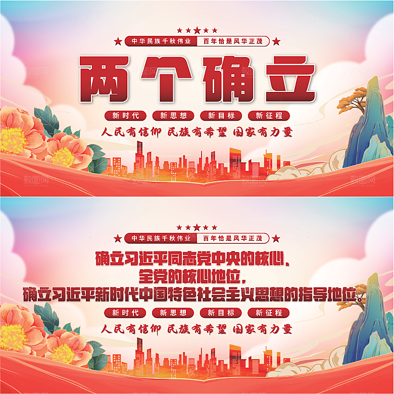 两个确立党建展板