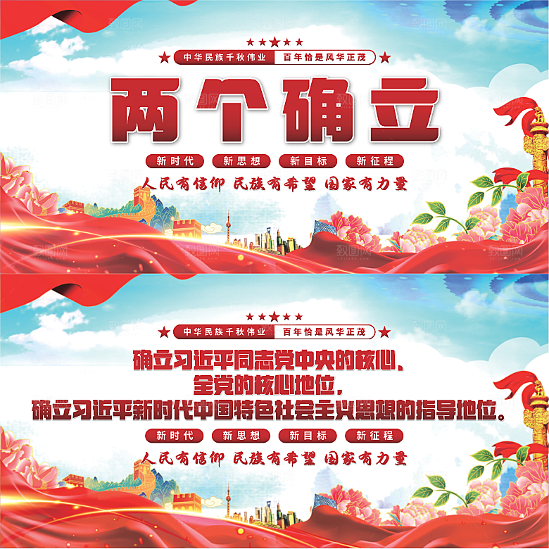 两个确立党建展板系列