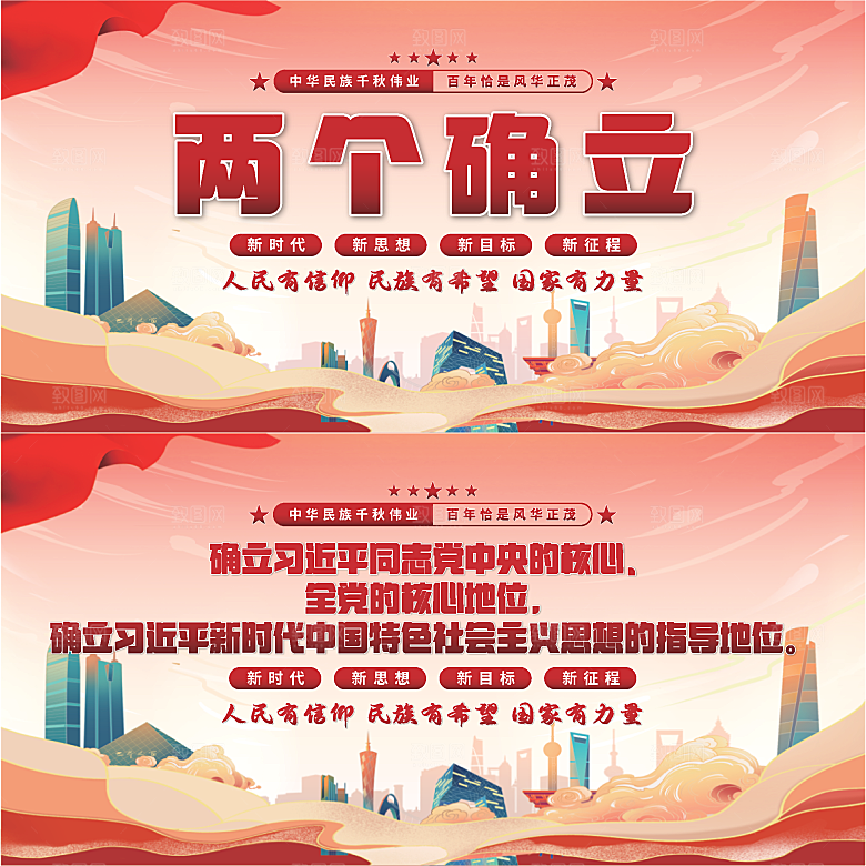 两个确立党建展板系列