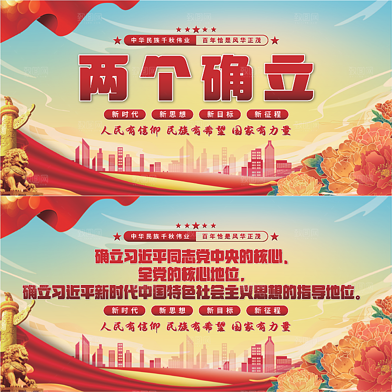 两个确立党建展板系列