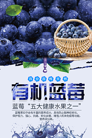 新鲜有机蓝莓宣传海报