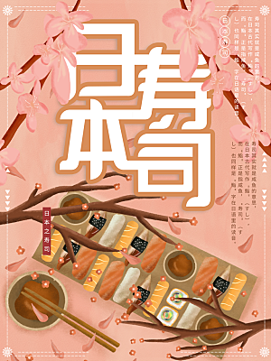 手绘日本寿司海报
