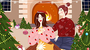 圣诞节节日简约大气插画