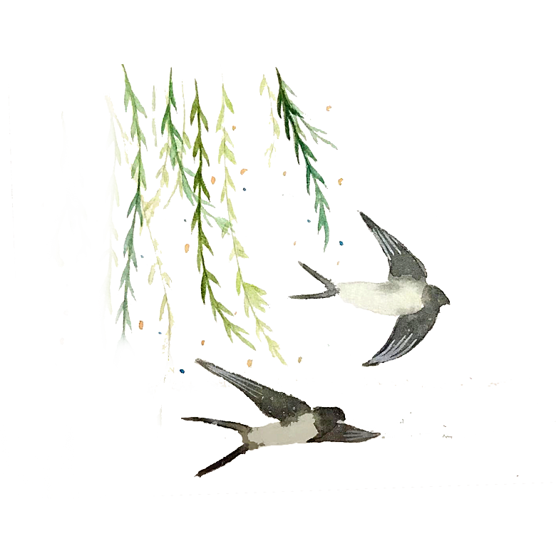 卡通手绘小春天燕子水墨燕子小鸟psd