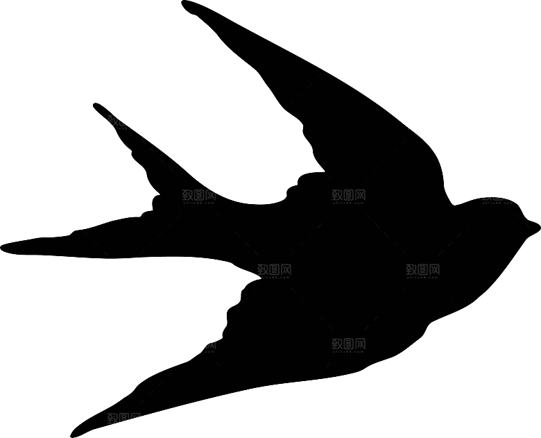 卡通手绘小春天燕子水墨燕子小鸟psd