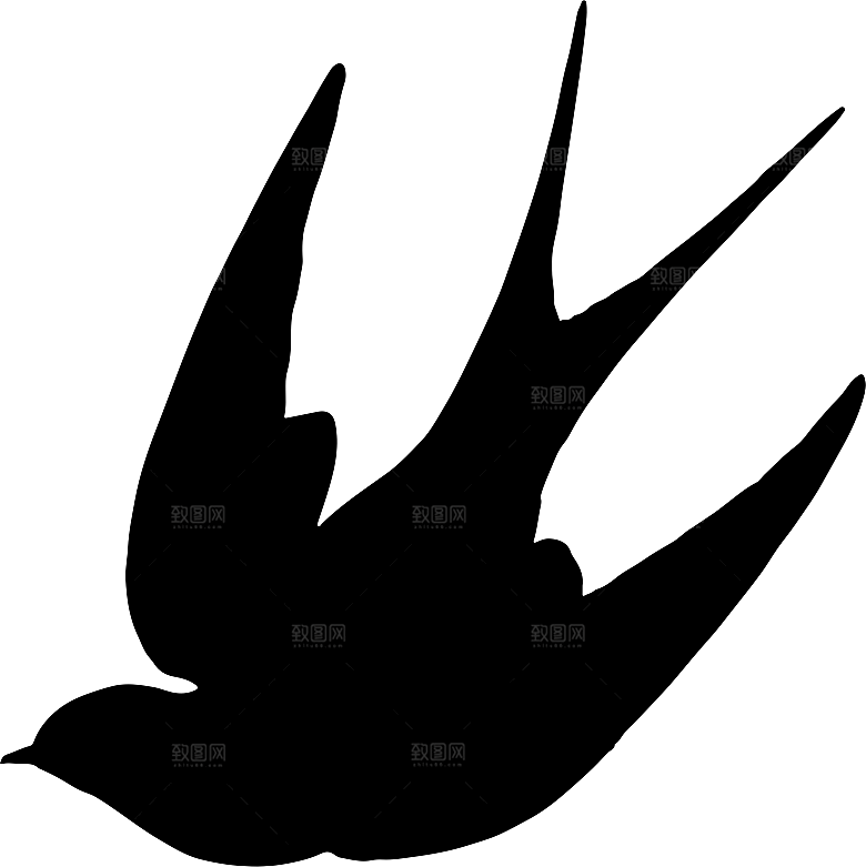 卡通手绘小春天燕子水墨燕子小鸟psd