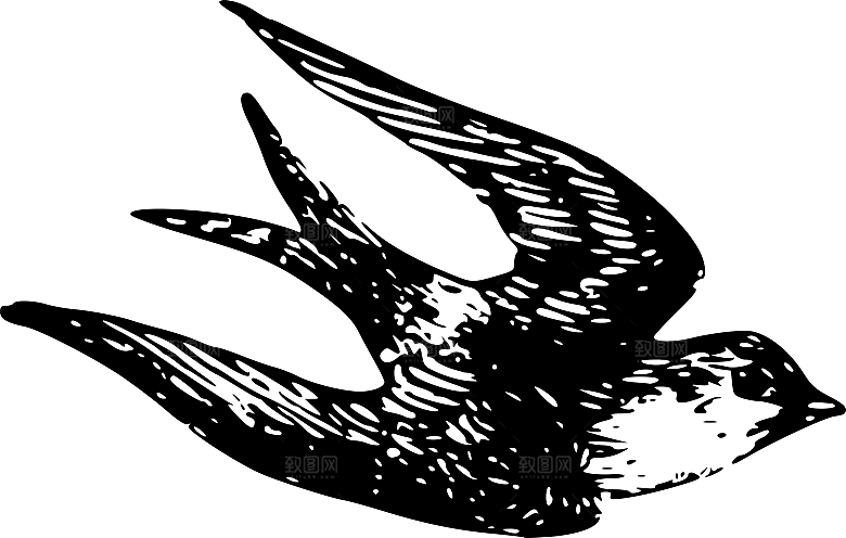 卡通手绘小春天燕子水墨燕子小鸟psd