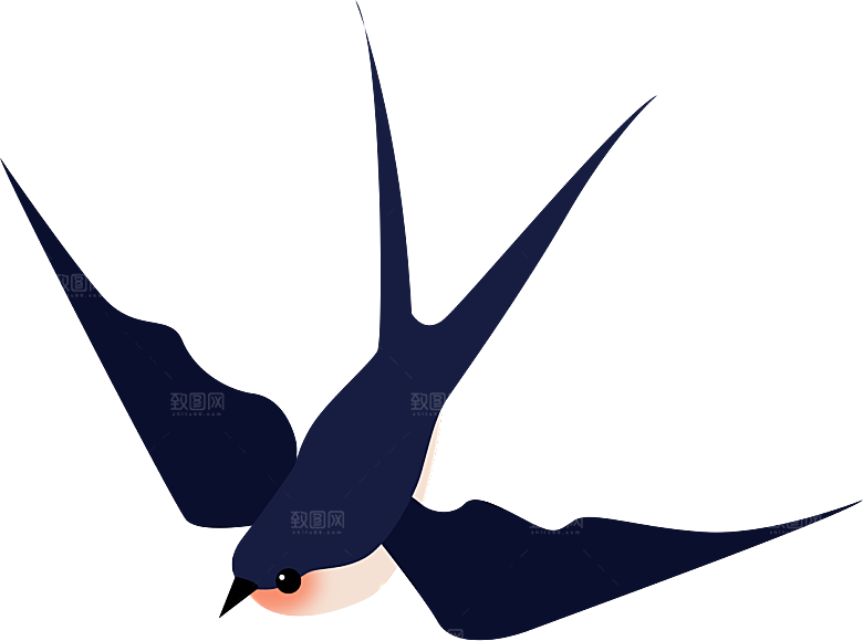 卡通手绘小春天燕子水墨燕子小鸟psd