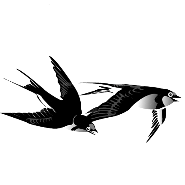 卡通手绘小春天燕子水墨燕子小鸟psd素材