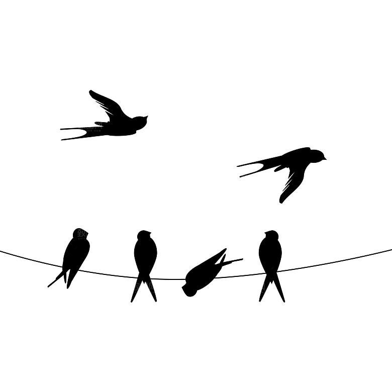 卡通手绘小春天燕子水墨燕子小鸟psd素材