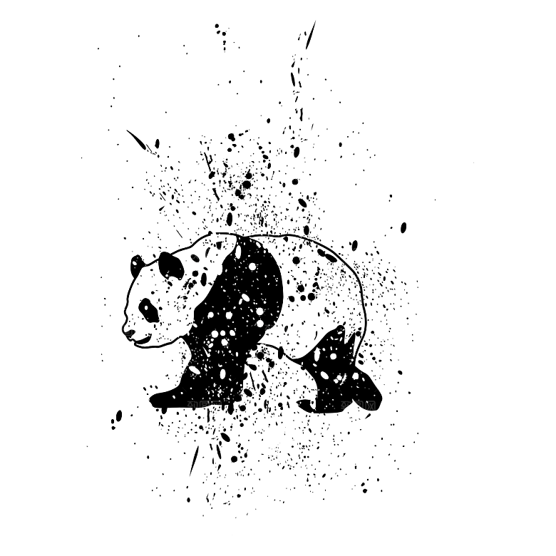 卡通国宝大熊猫水墨国潮熊猫动物PNG素材