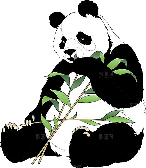 卡通国宝大熊猫水墨国潮熊猫动物PNG