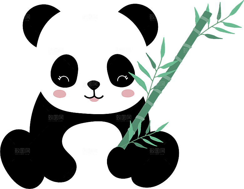 卡通国宝大熊猫水墨国潮熊猫动物PNG