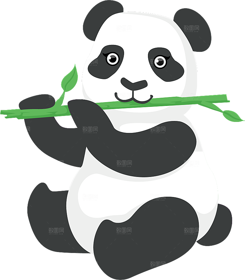 卡通国宝大熊猫水墨国潮熊猫动物PNG