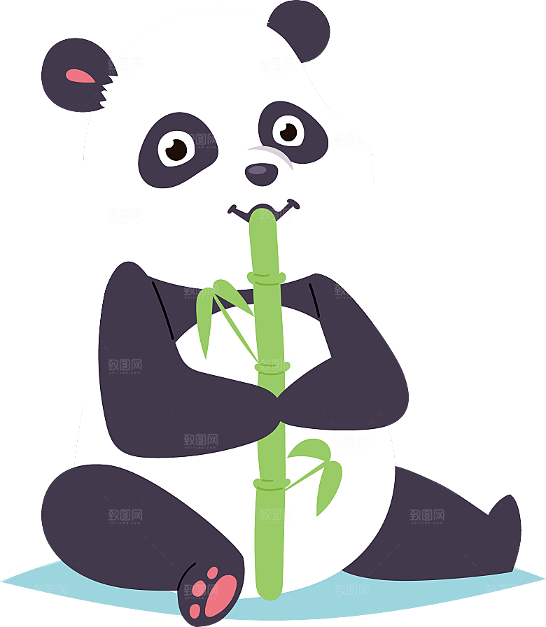 卡通国宝大熊猫水墨国潮熊猫动物PNG
