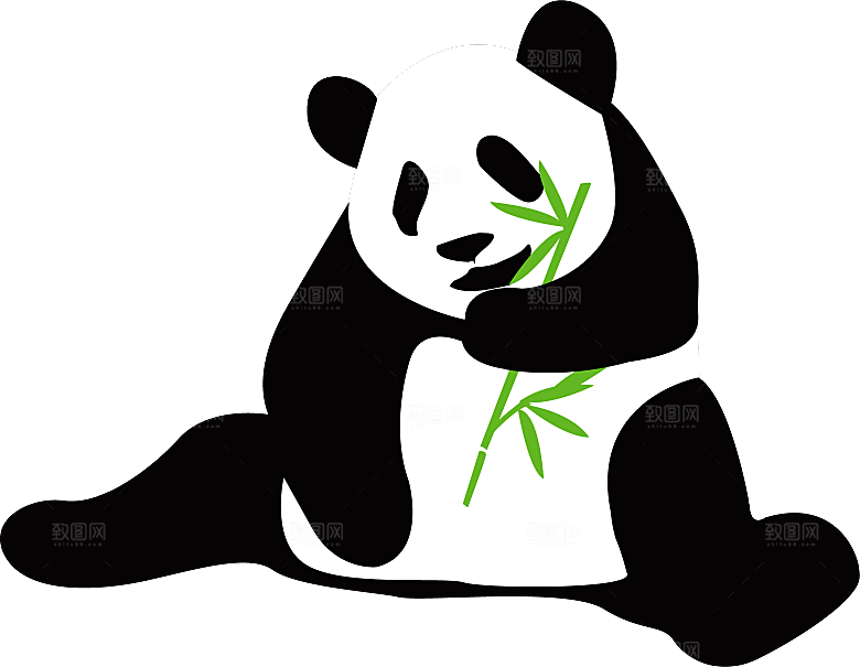 卡通国宝大熊猫水墨国潮熊猫动物PNG素材
